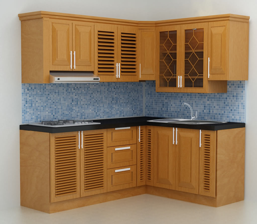 tủ bếp gỗ xoan đào đẹp cho nhà chung cư