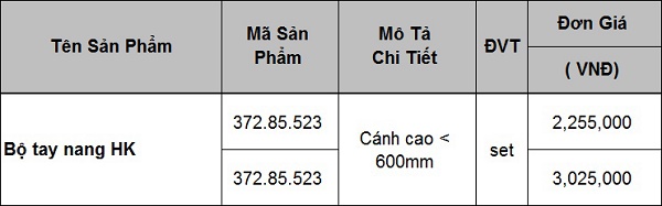 giá bộ tay nâng Blum HK 372.85.523
