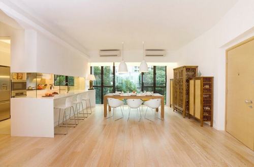 Những mẫu thiết kế phòng ăn đẹp với sàn gỗ