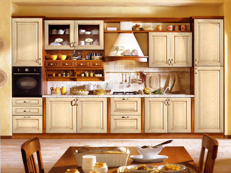 Tủ bếp gỗ sồi Nga màu trắng đẹp hiện đại